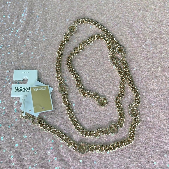 🆕MICHAEL KORS LOGO ADJUSTABLE GOLD CHAIN LINK BELT - Picture 8 of 9